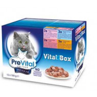 Konzervy, kapsičky, paštéty pre mačku Prevital kapsa Box 12x100g