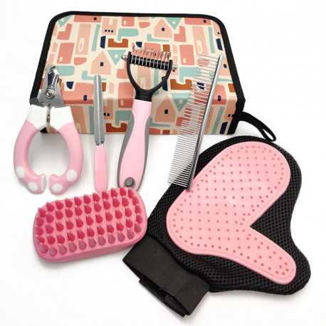 Combing set pink 6 pcs for cats