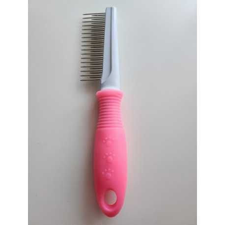 Comb combined pink 4x21cm for cats