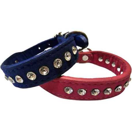 Leatherette suede collar with stones 1.2-1.9x29cm for cats