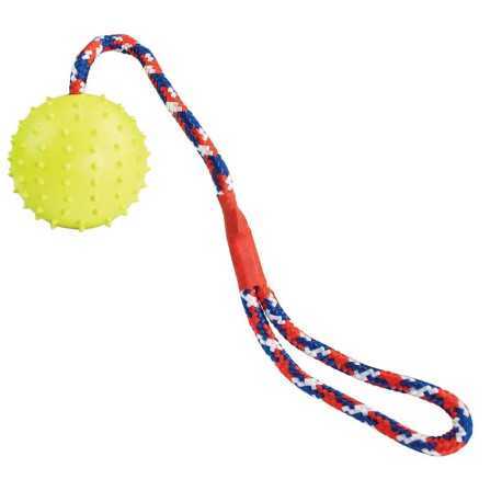 Cverenné hračky pro psa Vrhací míč z přírodní tvrdé gumy 6/30cm na laně