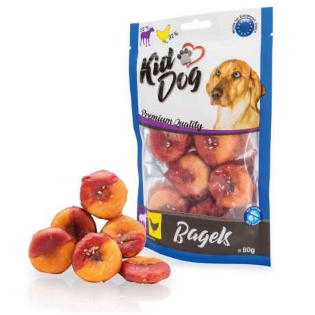 Mäsové pochúťky pre psa KIDDOG jahňací a kurací Bagel 80g