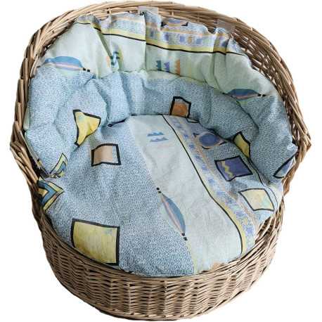 Plastic and wicker basket for dog Wicker bed with pillow 58x58cm